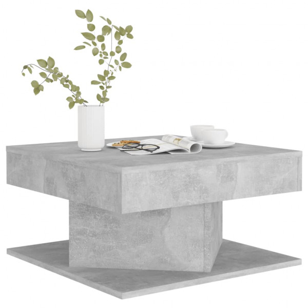 Mesa de centro madeira revestida de concreto cinza 57x57x30 cm D