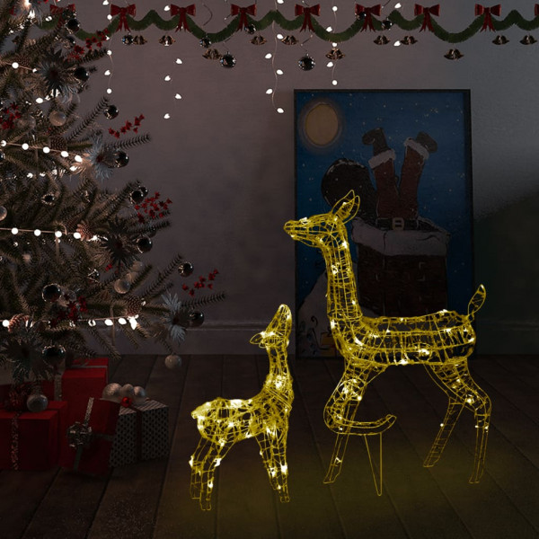 Família de renas de Natal acrílico branco quente 160 LEDs D