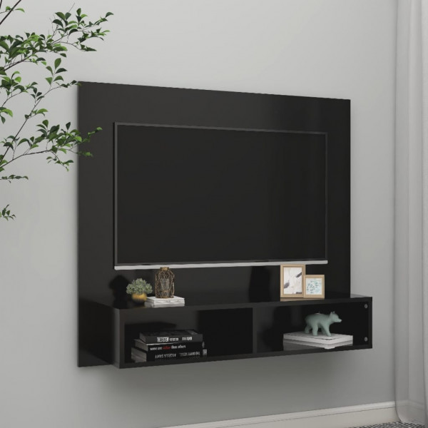 Mueble de TV de pared aglomerado negro 102x23.5x90 cm D