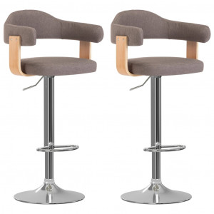 Barstools 2 unidades cinza taupe madeira curva e tecido D