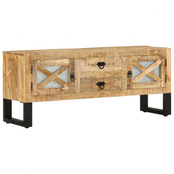 Mueble para TV de madera maciza de mango rugosa 110x30x45 cm D