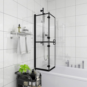 Mampara de ducha plegable ESG negro 120x140 cm D