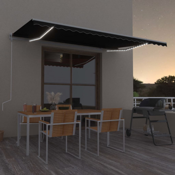 Toldo automático LED sensor de viento gris antracita 500x350 cm D