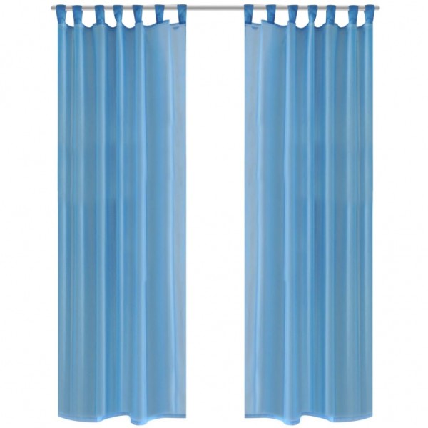 2 Cortinas transparentes de cor azul-turquesa 140 x 245 cm D