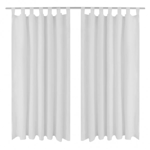 Cortinas de micro-raso con bucles 2 unidades blanco 140x245 cm D