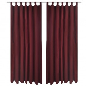 2 cortinas micro-satinadas con trabillas color burdeos. 140 x 175 cm D