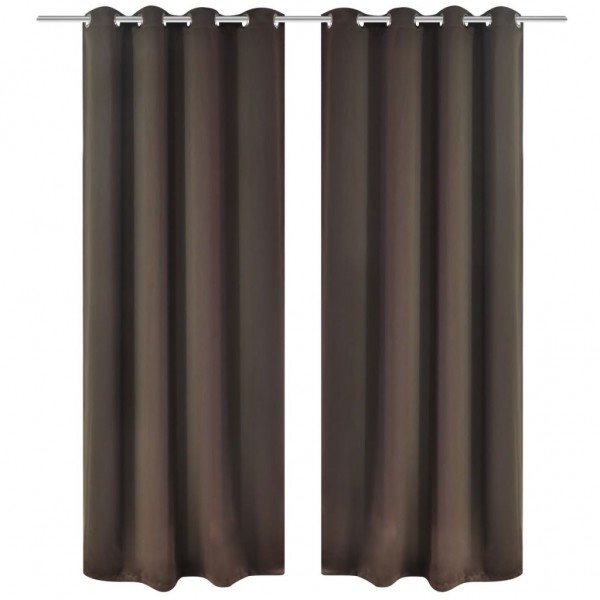2 cortinas castanhas escuras com anéis de blackout 135x245cm D