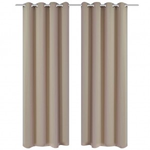 2 cortinas oscurecedoras con anillas blanco crema blackout 135x245cm D