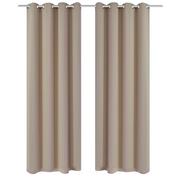 2 cortinas oscurecedoras con anillas blanco crema blackout 135x245cm D