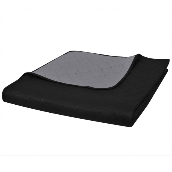 Colcha acolchada a doble cara negro gris 170x210 cm D