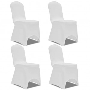 Funda de silla elástica 4 unidades blanca D
