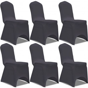 Funda de silla elástica 6 unidades gris antracita D
