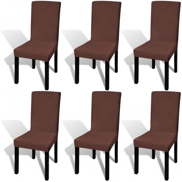 Funda para cadeira elástica recta 6 unidades marrom D