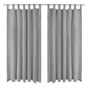 Cortinas de micro-raso con bucles 2 unidades 140x245 cm gris D