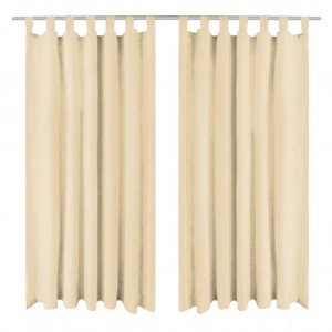 Cortinas de micro-raso con bucles 2 unidades 140x175cm beis D