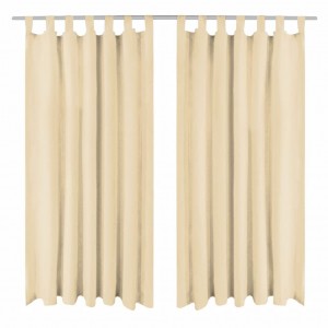 Cortinas de micro-raso con bucles 2 unidades 140x245 cm beis D