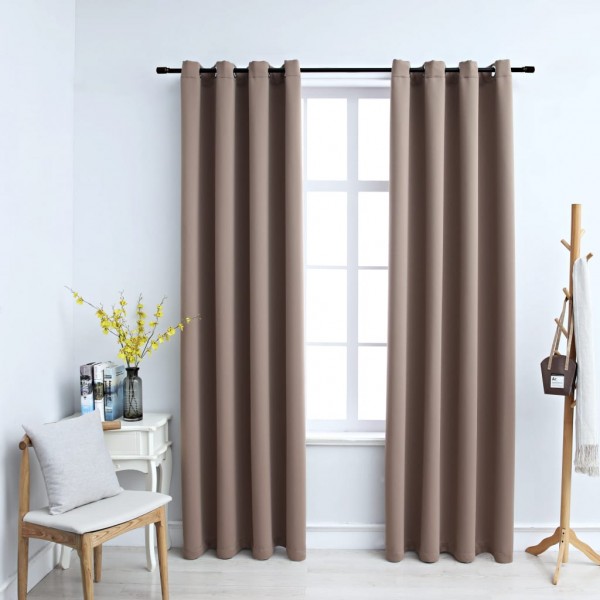 Cortinas opacas com anéis de metal 2 pzs cinza topo 140x175 cm D