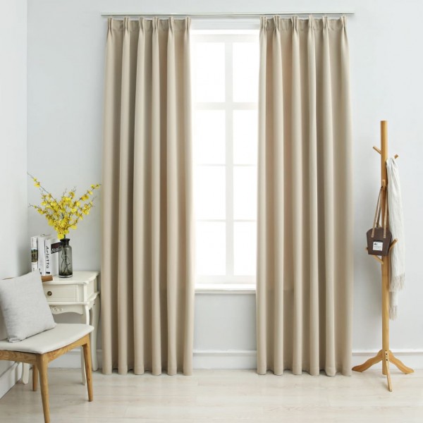 Cortinas opacas con ganchos 2 unidades beige 140x225 cm D