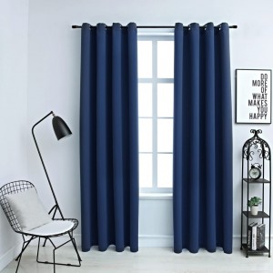 Cortinas opacas con anillas de metal 2 uds azul 140x175 cm D