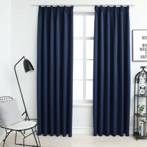 Cortinas opacas con ganchos 2 piezas azul 140x175 cm D