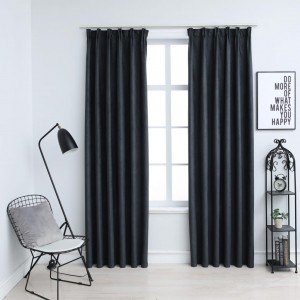 Cortinas blackout com ganchos 2 unidades cinza antracite 140x175cm D