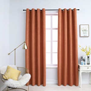 Cortinas opacas anéis de metal 2 pzs cor óxido 140x225 cm D