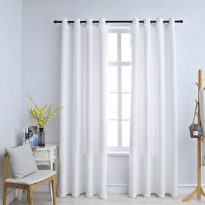 Cortinas opacas anillas de metal 2 pzs blanco crudo 140x175 cm D