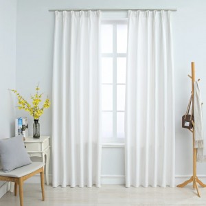 Cortinas opacas com ganchos 2 peças branco bruto 140x245 cm D