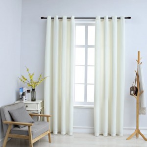 Cortinas opacas com dois anéis de veludo creme 140 x 175 cm D