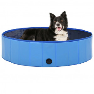 Piscina de cães dobrável PVC azul 120x30 cm D