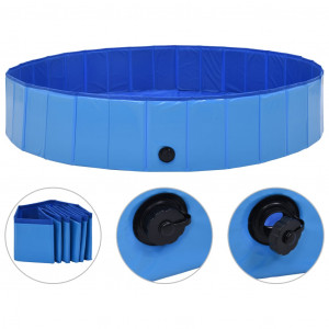 Piscina de cães dobrável PVC azul 160x30 cm D