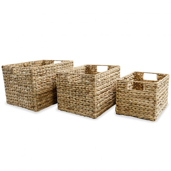 Juego de cestas de almacenaje de jacinto de agua 3 unidades D