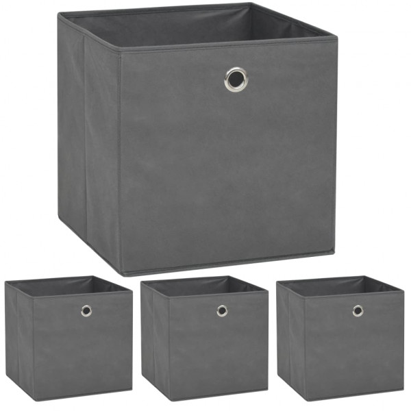 Caixas de armazenamento 4 unidades de tecido não tecido 32x32x32cm cinza D