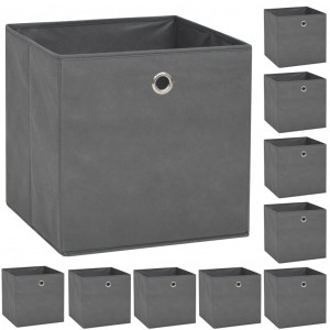 Set 12 cestas almacenaje grises Cajas almacenamiento tapa Organizador bambú  4052025419974