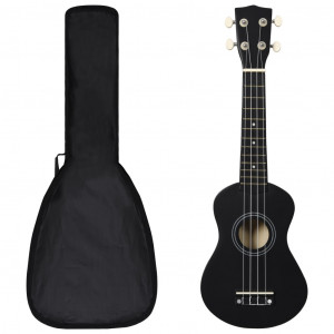 Set de ukelele soprano con funda para niños negro 21 D