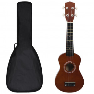 Juego de ukelele soprano para niños con funda madera oscura 21 D