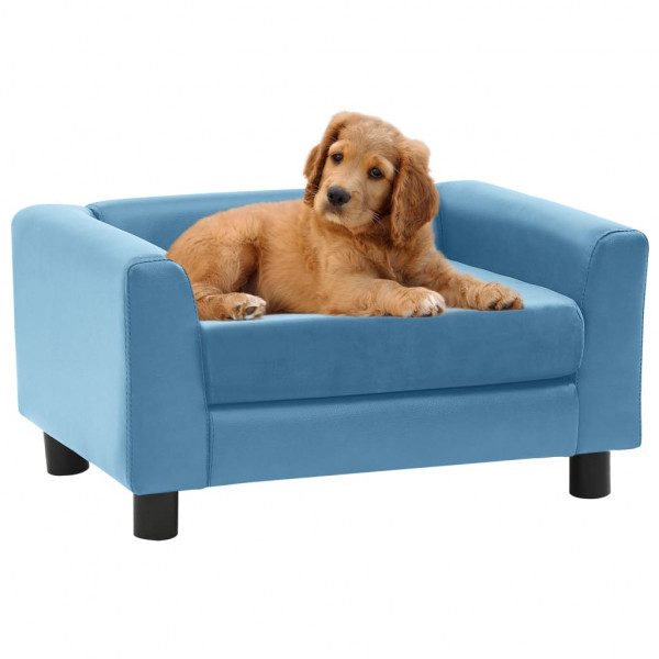 Sofá de perro felpa y cuero sintético turquesa 60x43x30 cm D