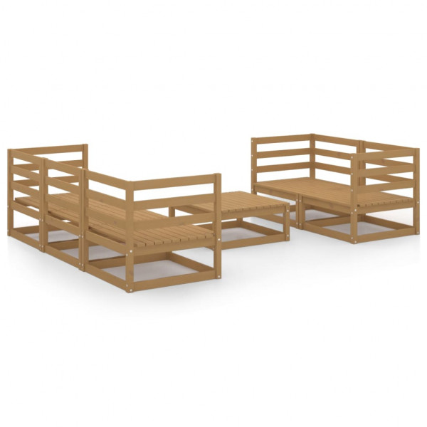 Muebles de jardín 6 piezas marrón miel madera madera de pino D