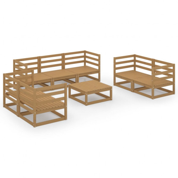 Muebles de jardín 8 piezas marrón miel madera madera de pino D