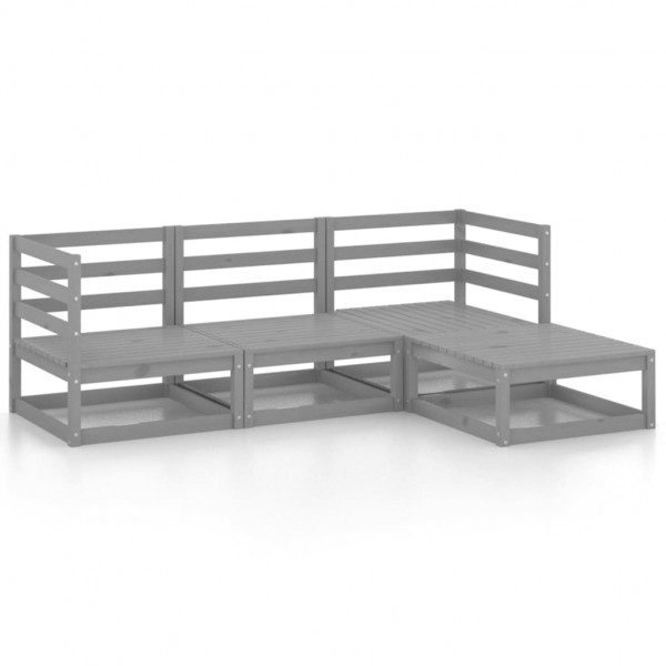 Muebles de jardín 4 piezas gris madera de pino maciza Muebles de jardín 4 piezas gris madera de pino maciza D