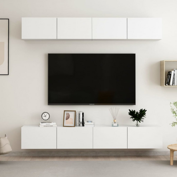 Móveis de televisão de madeira branca 100x30x30 cm D