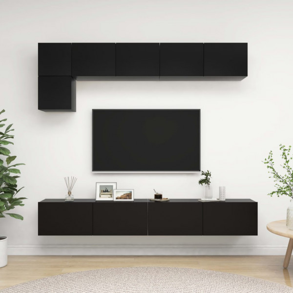 Set de muebles de salón TV 5 pzas madera de ingeniería negro D