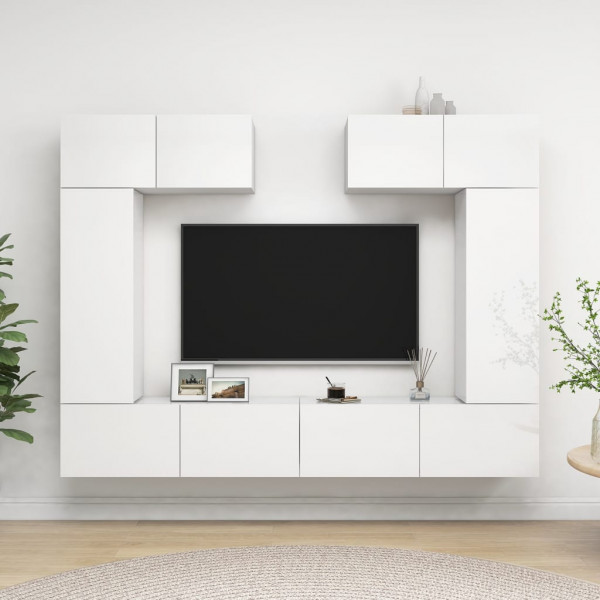Conjunto de móveis para TV de 6 peças aglomerado branco brilhante D