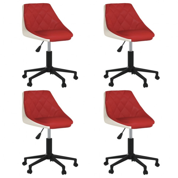Silla comedor giratoria 4 uds cuero sintético rojo vino blanco Silla comedor giratoria 4 uds cuero sintético rojo vino blanco D