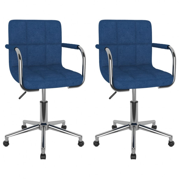 Sillas de comedor giratorias 2 unidades tela azul Sillas de comedor giratorias 2 unidades tela azul D