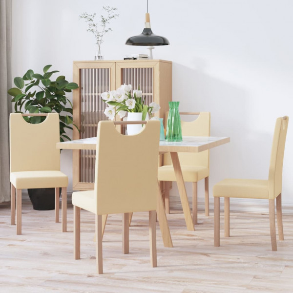 Sillas de comedor 4 unidades tela color crema Sillas de comedor 4 unidades tela color crema D