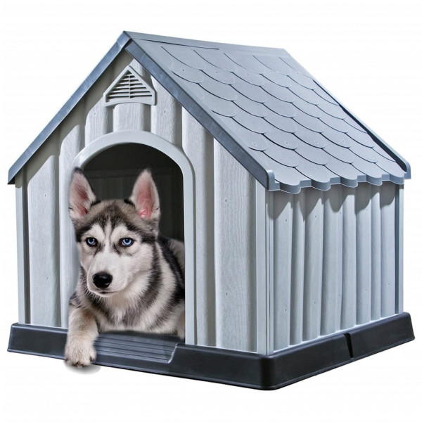 Casinha de cachorro cinza 92x87x91 cm plástico D