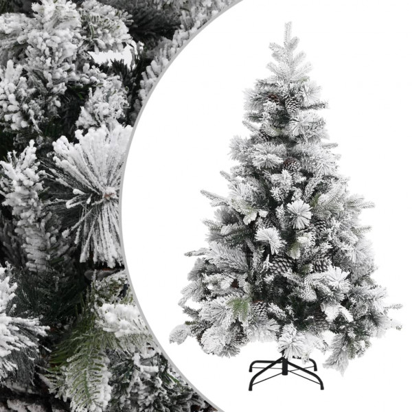 Árvore de Natal com neve flocada e pinheiros PVC e PE 150 cm D