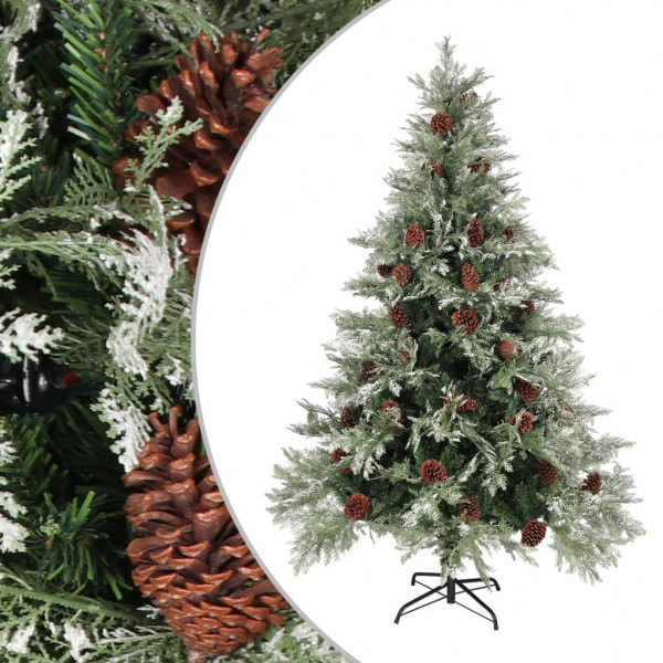 Árbol de Navidad con piñas verde y blanco PVC y PE 150 cm D