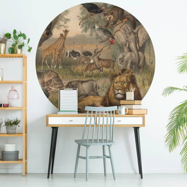 WallArt Círculo de papel de parede Animals of Africa 190 cm D